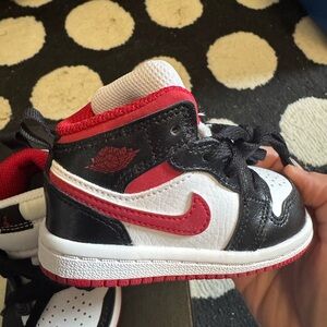 Nike Air Jordan’s- baby size 4C, White/gym red/black  Sneakers